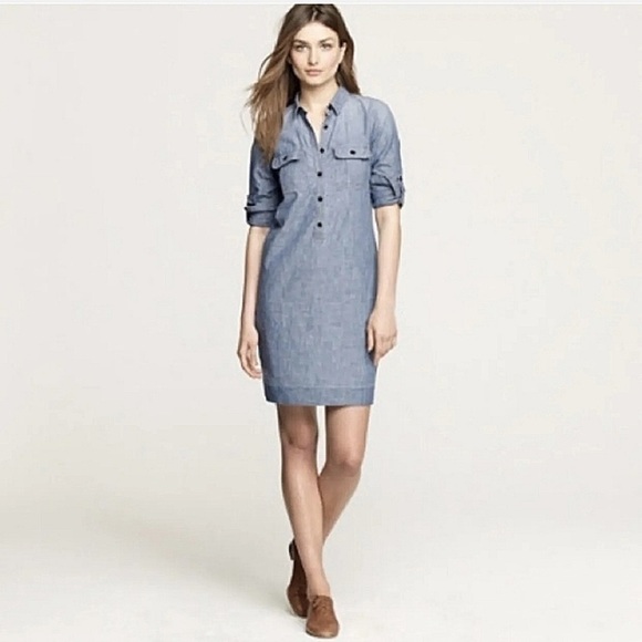 J. Crew Dresses & Skirts - J. Crew Chambray Denim Camp Shirt Dress Size Medium